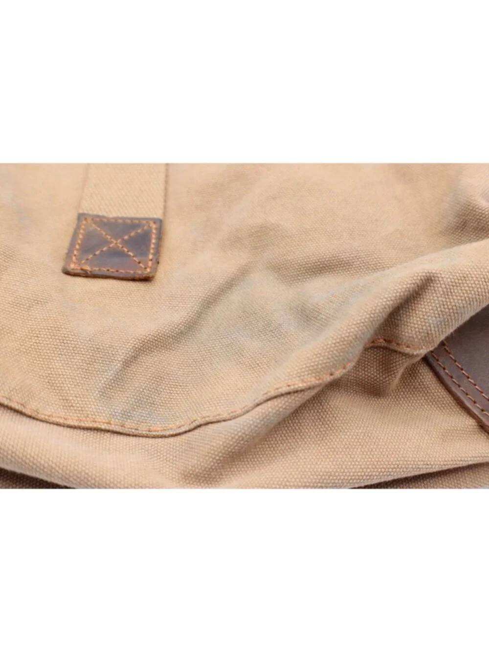 Augur Strauss & Co Canvas Messenger Bag Tan Buckle Flaps Adj Strap Utility Style